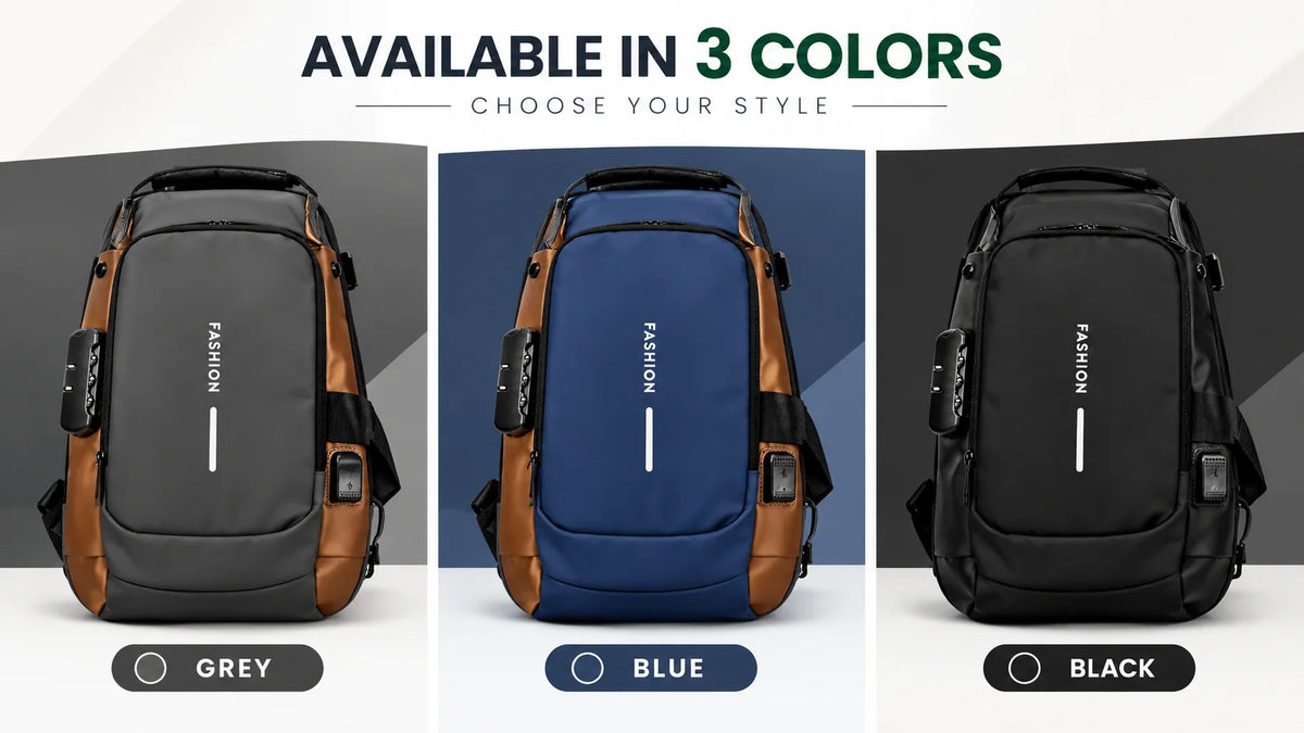 Sultaziq™ Premium Anti-Theft Crossbody Travel Backpack