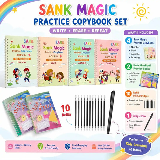 Elite Handwriting Practice Book Bundle – 4 Sank Magic Books + 2 Urdu Handwriting Books