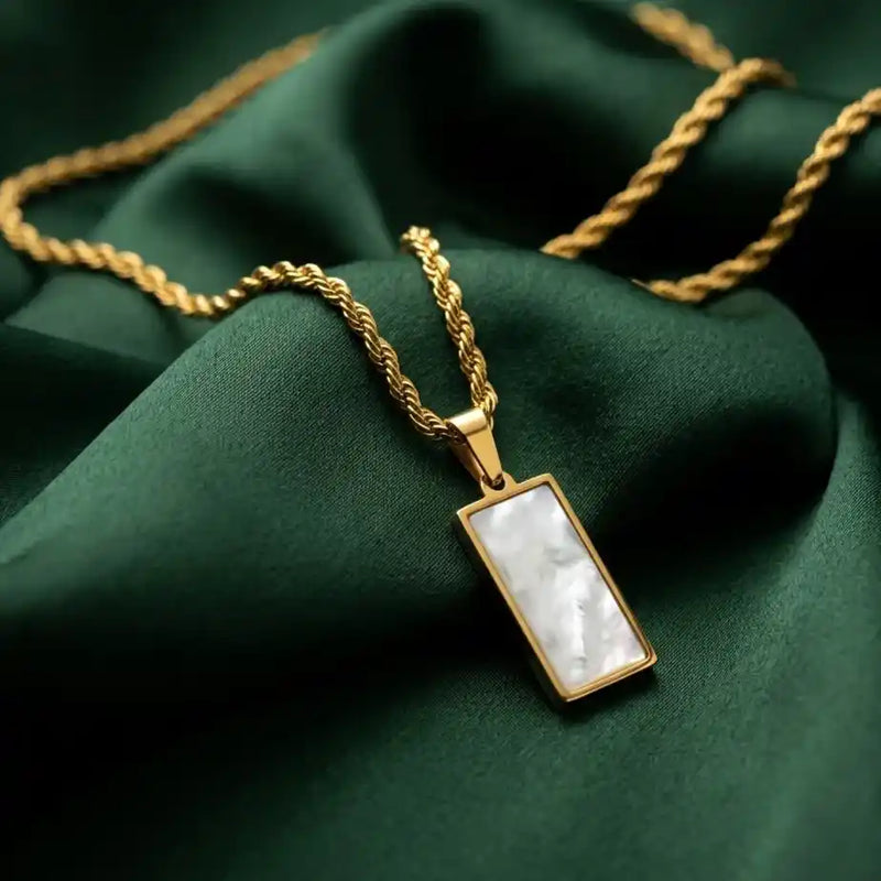 Royal White Bar Pendant Rope Chain Necklace