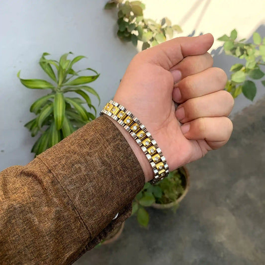 Stainless Steel Watchband Bracelet (Gold + Silver)
